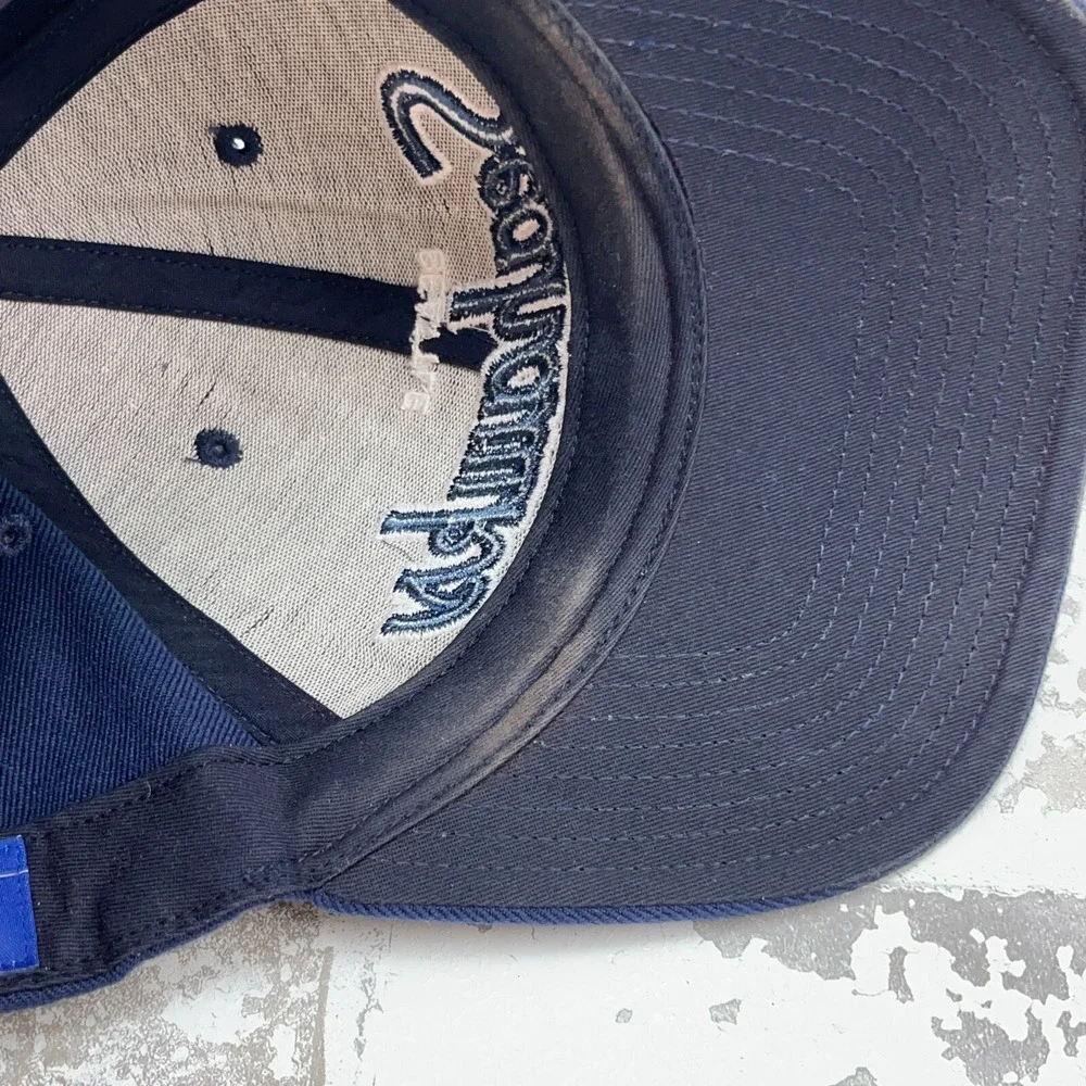 Vintage Seattle Seahawks Hat Cap Strap Back Blue Script Wool Dad‎ Adjustable Y2K